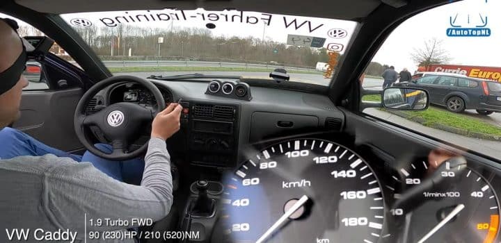 , modifier VW Caddy mit 230 PS auf der Autobahn!